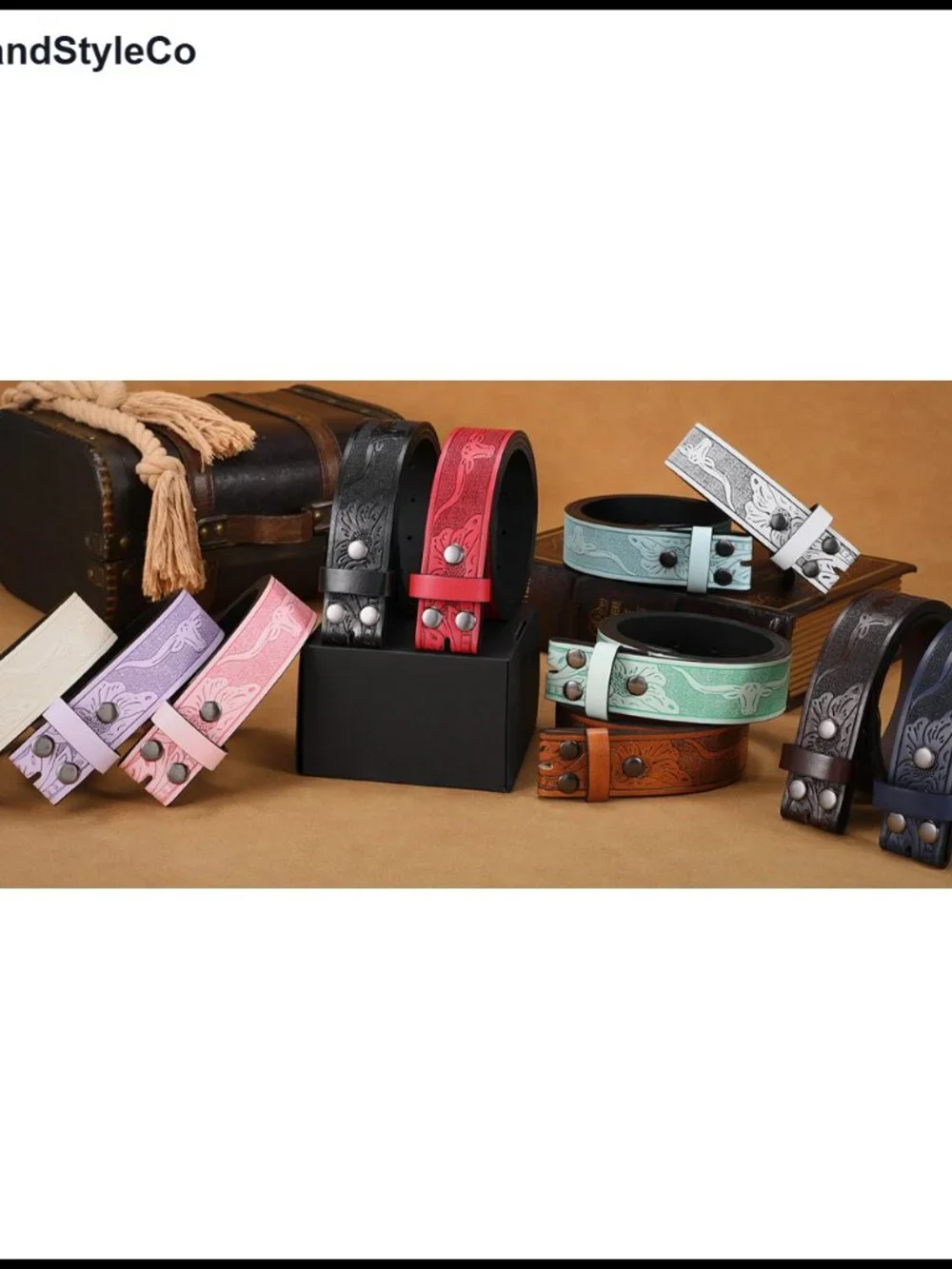Western Leather Belt Strap Without Buckle - 1.5